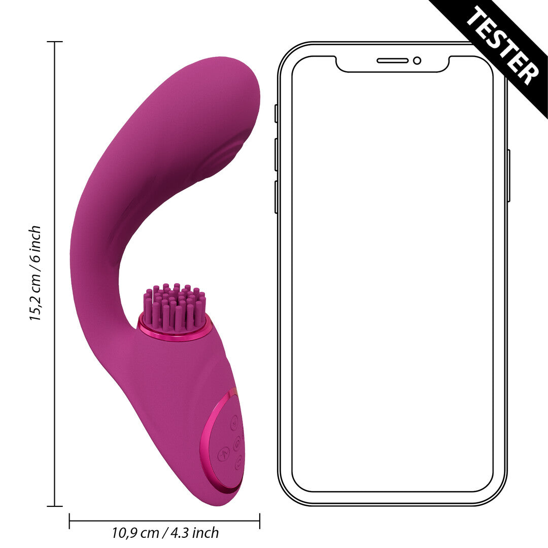 Gen - Triple Motor G-Spot Vibrator with Pulse Wave and Vibrating Bristles - Pink - Tester