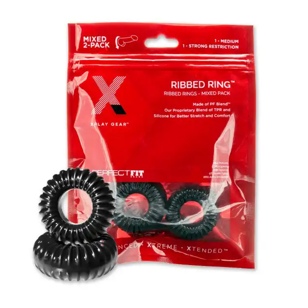 PF Blend Premium Stretch Ribbed Ring Slim - Ensemble de cockrings