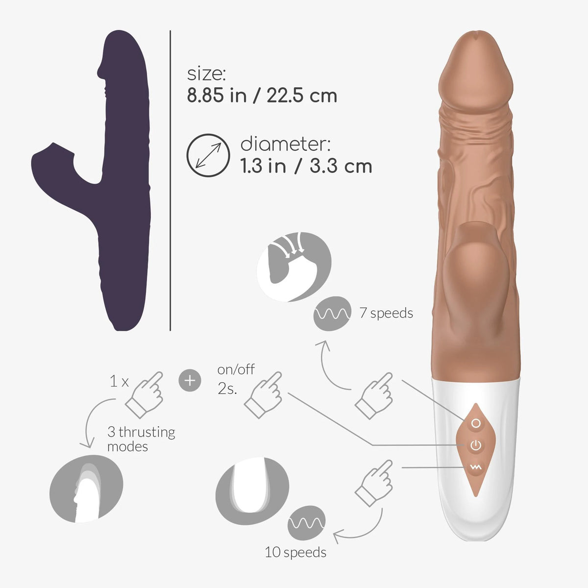 Vibratore realistico EL Matador 10 funzioni – ricaricabile, a spinta | Crushious