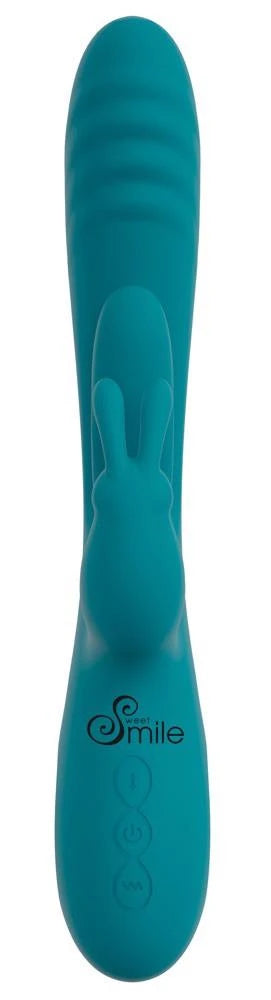 Rabbit vibrator Thrust 10 functions – rechargeable, thrusting, turquoise | Sweet Smile