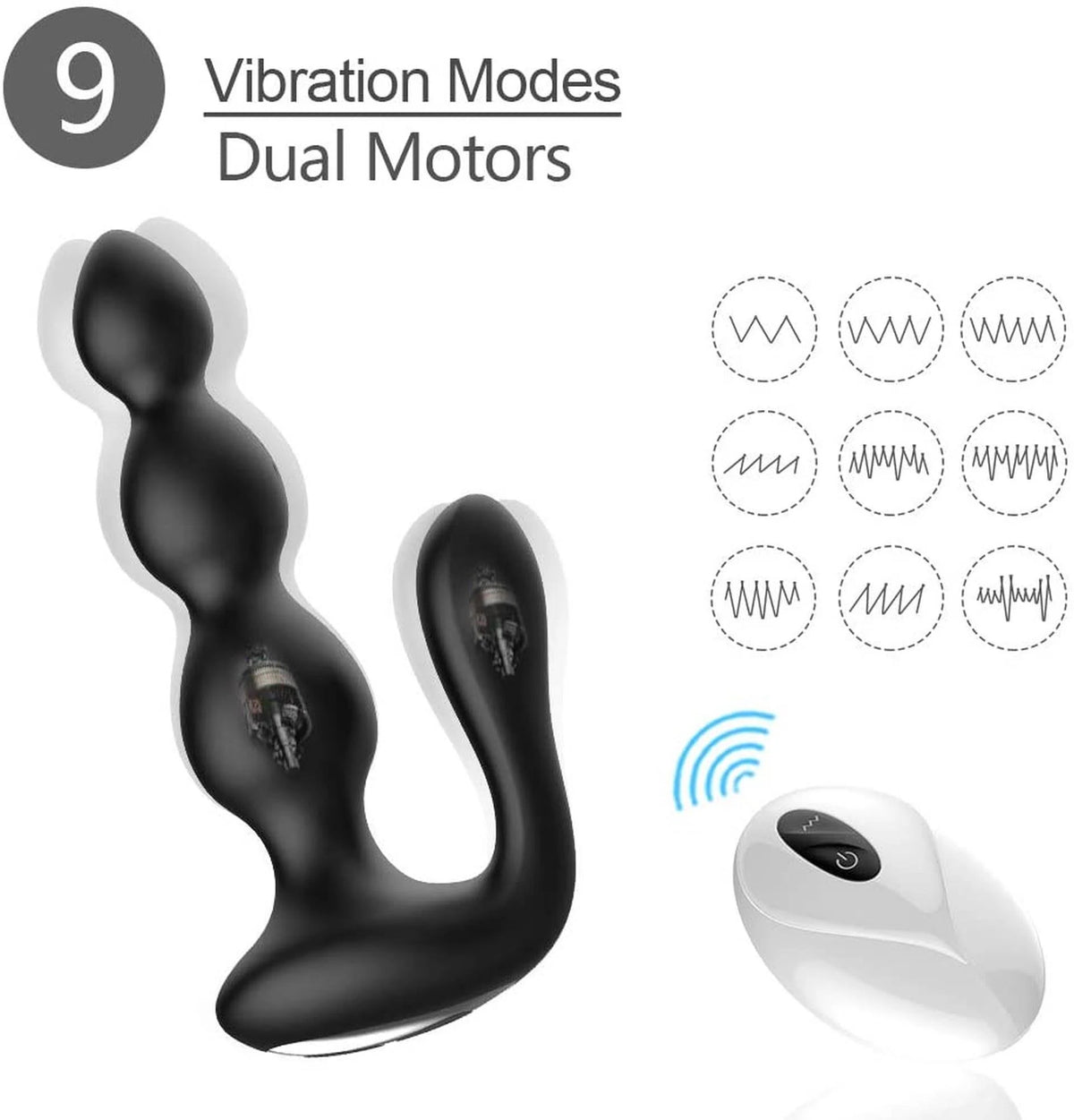 Plug anal RemoteSilicone AnalBeads – vibratório, com controlo remoto, preto | Favorites