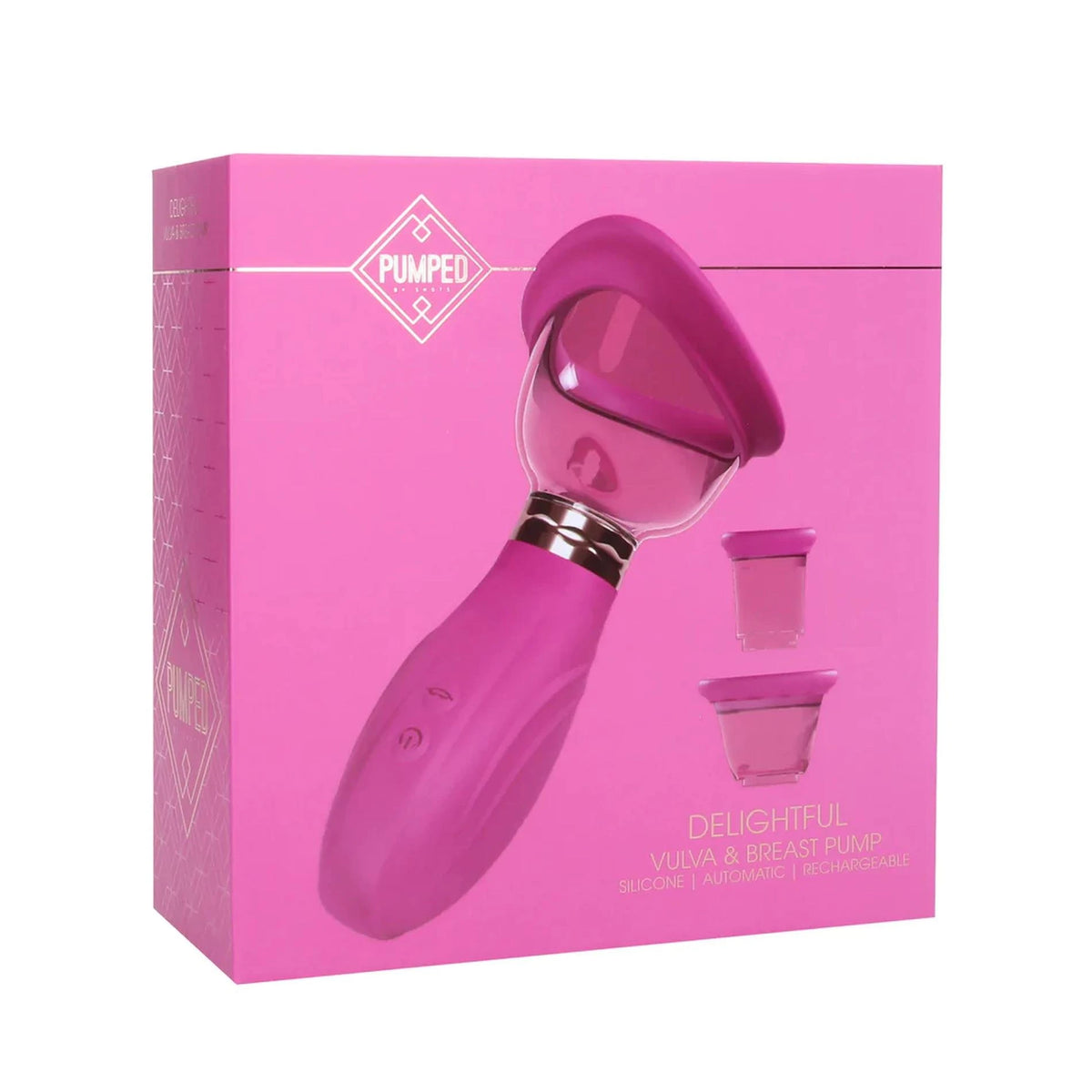 Bomba de pene Delightful Vulva – recargable, rosa | Pumped