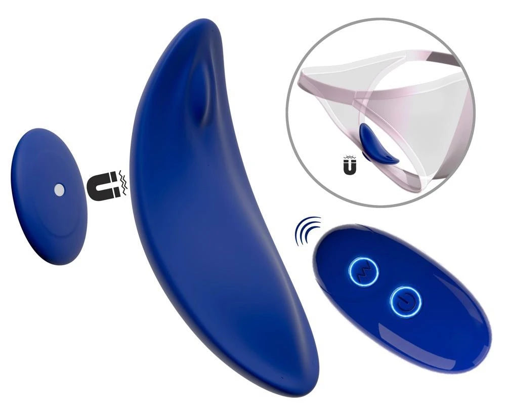 Classic vibrator 10 functions – remote control, blue | Sweet Smile