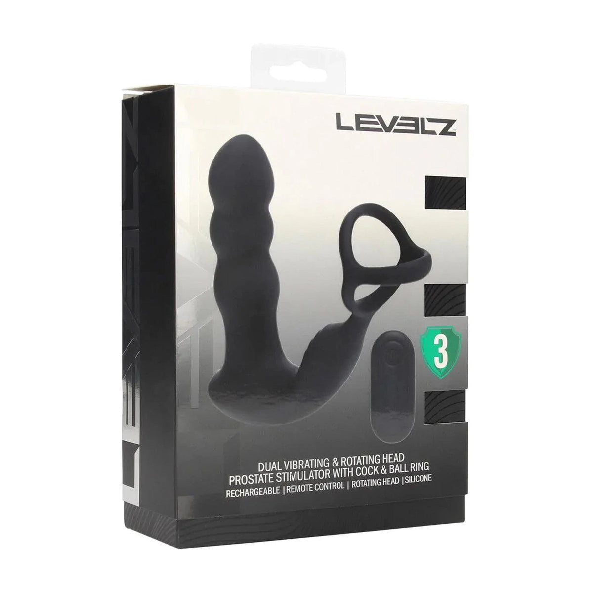 Prostate massager Head – remote control, vibrating, black | Levelz