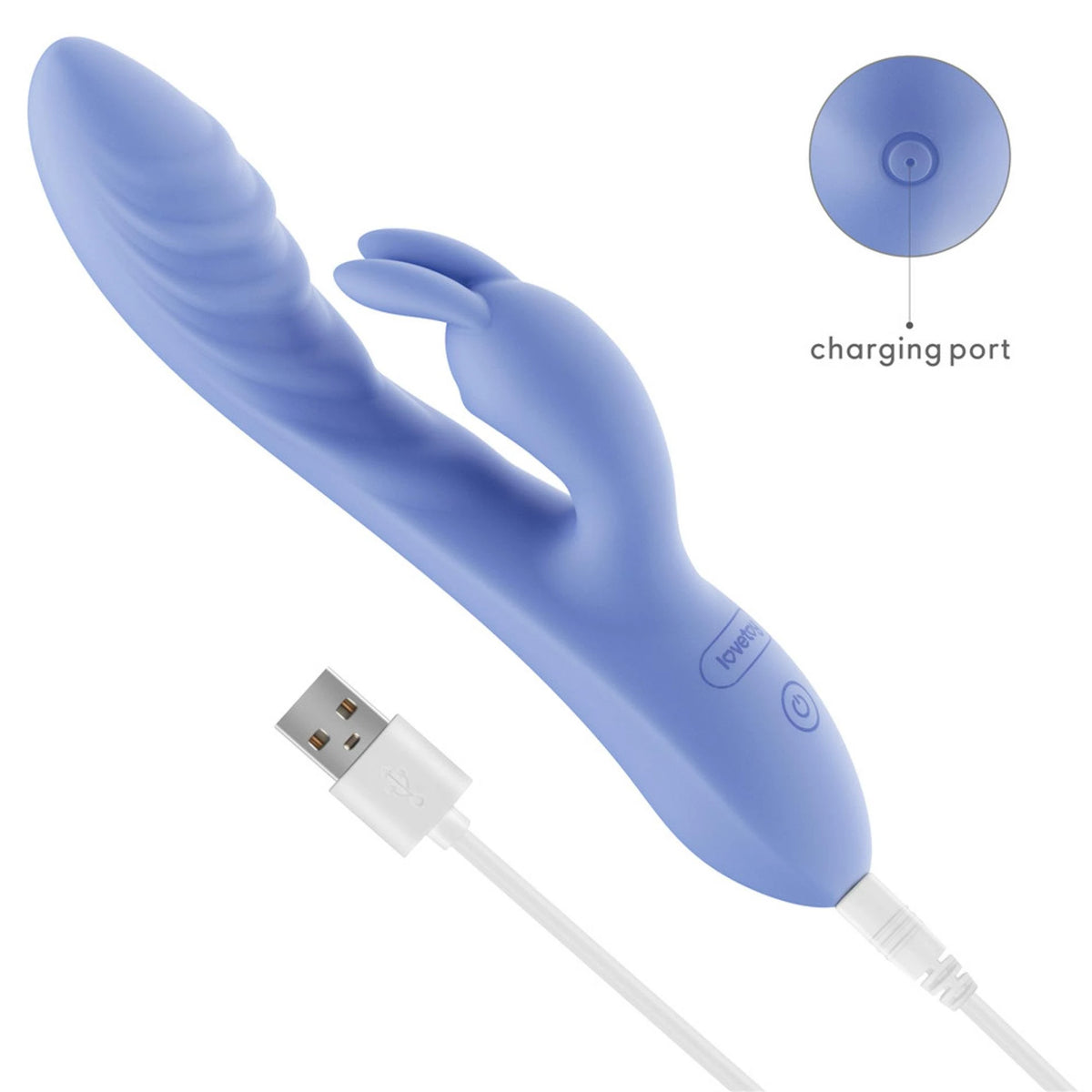 Rabbit vibrátor L'Allure Swirl – újratölthető, kék | Lovetoy