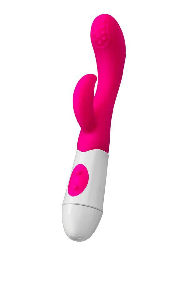 A-TOYS, Vibrateur Nessy avec Stimulateur Clitoridien, Silicone, Rose, 20 cm, 10 vitesses, 2xAAA