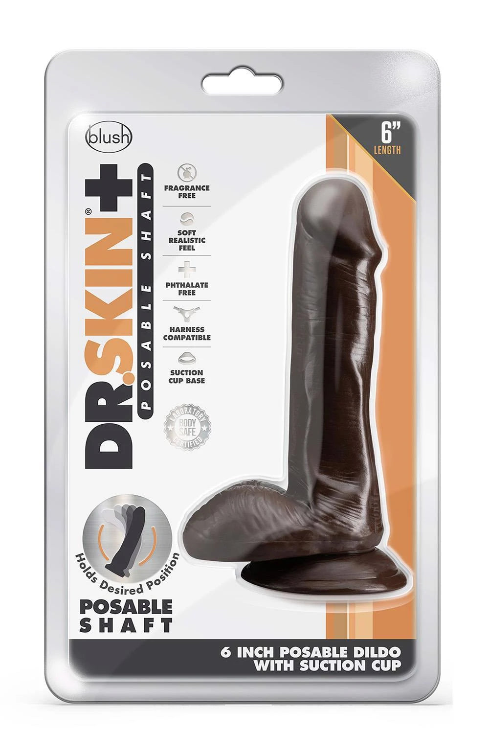 Gode DR Posable 16.5 cm – avec ventouse, marron 35-331782 | Blush