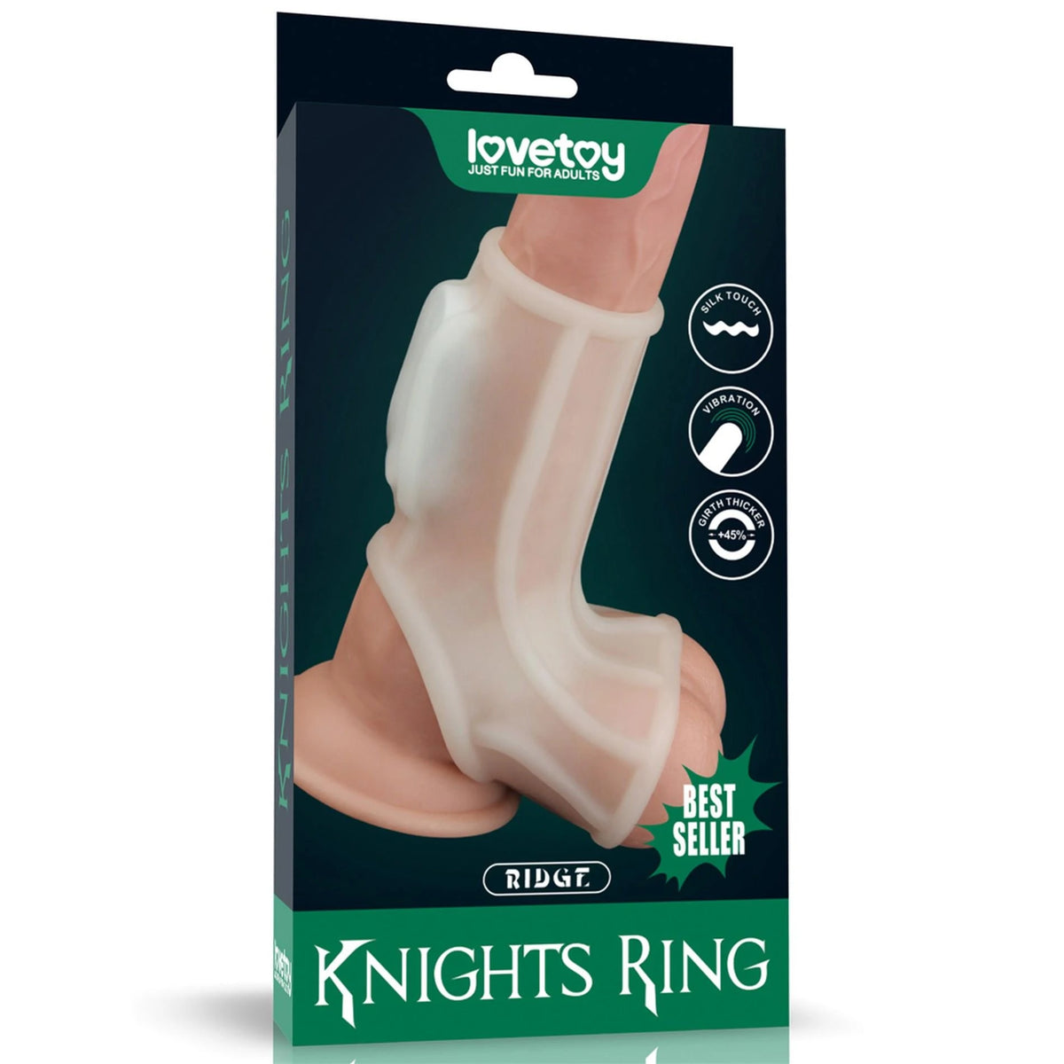 Penis sleeve Ridge Knights Scrotum 13.3 cm – hollow, vibrating, white | Lovetoy