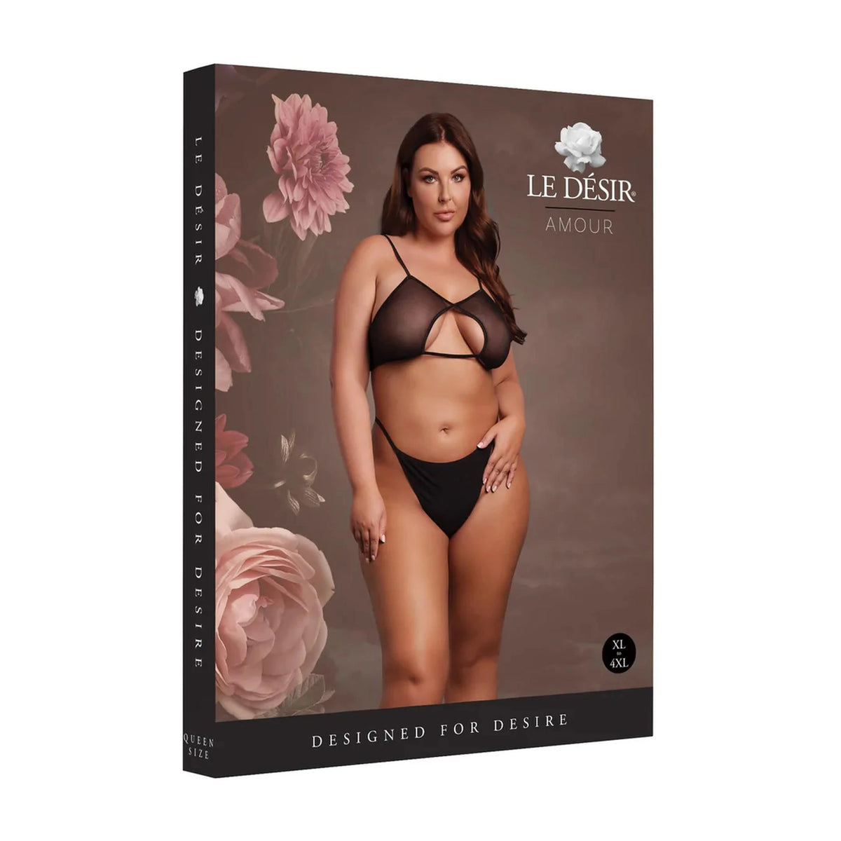 Conjunto de lencería Keyhole Sliders Queen – tallas grandes, doble, negro | Le Désir