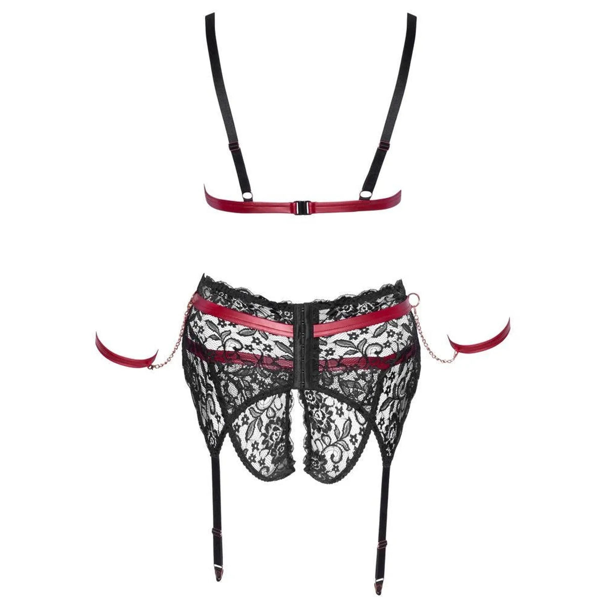 Conjunto de lingerie – em renda, aberto, preto 22139401081 | Cottelli BONDAGE