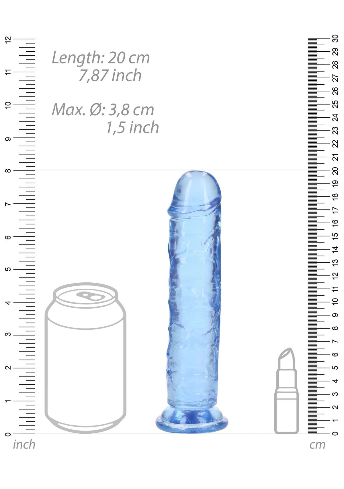 Consolador realista Straight – con ventosa, azul 5.5 cm | RealRock