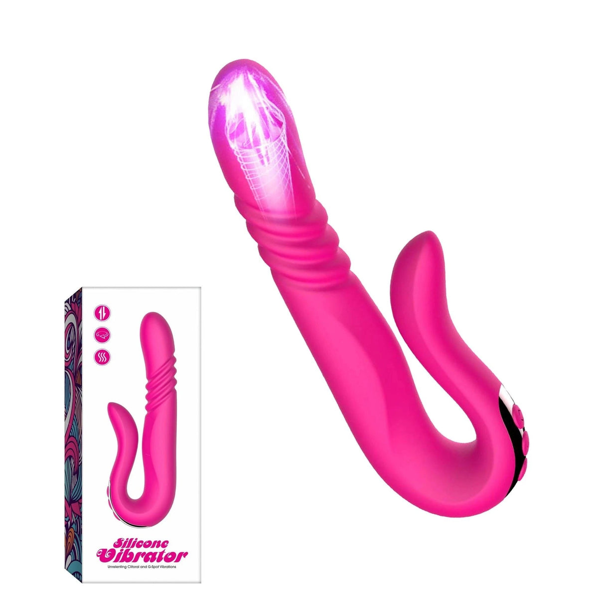 Vibromasseur rabbit Twirling Thruster 3 vitesses – rechargeable, chauffant, fuchsia | Favorites