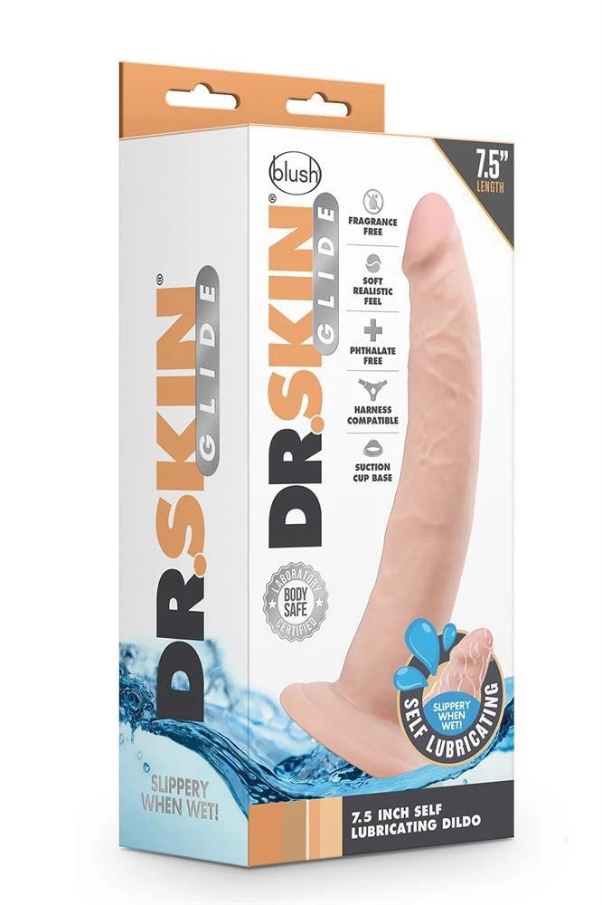 Dildo DR Self Lubricating 19.1 cm – con ventosa, in cyberskin | Blush