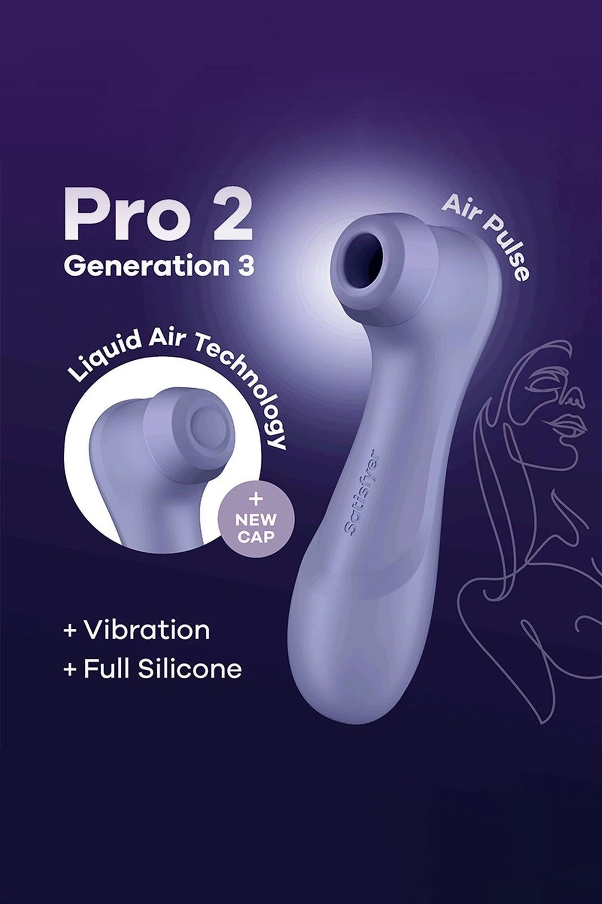 Estimulador de clítoris Pro 2 Generation 3with Air 16.5 cm – control por app, recargable, morado 73-4051864 | Satisfyer