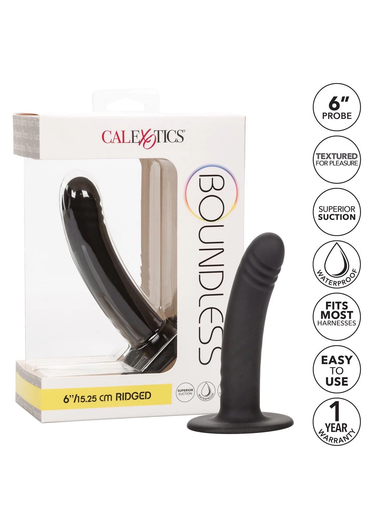 Dildo Boundless 6 Ridged – con ventosa, nero | Calexotics