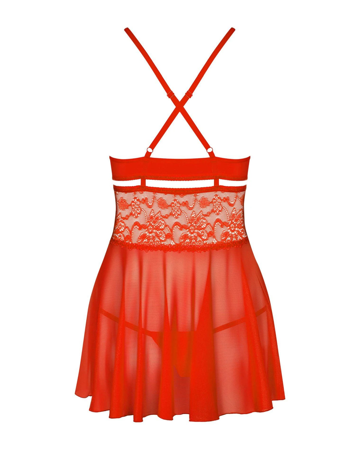 Babydoll – de encaje, con aberturas, rojo | Obsessive
