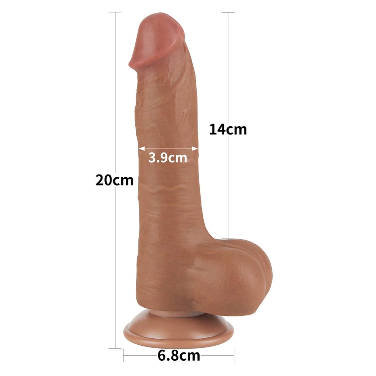 Gode réaliste Layer 20 cm – avec ventouse, double, marron 10-LV317305 | Lovetoy