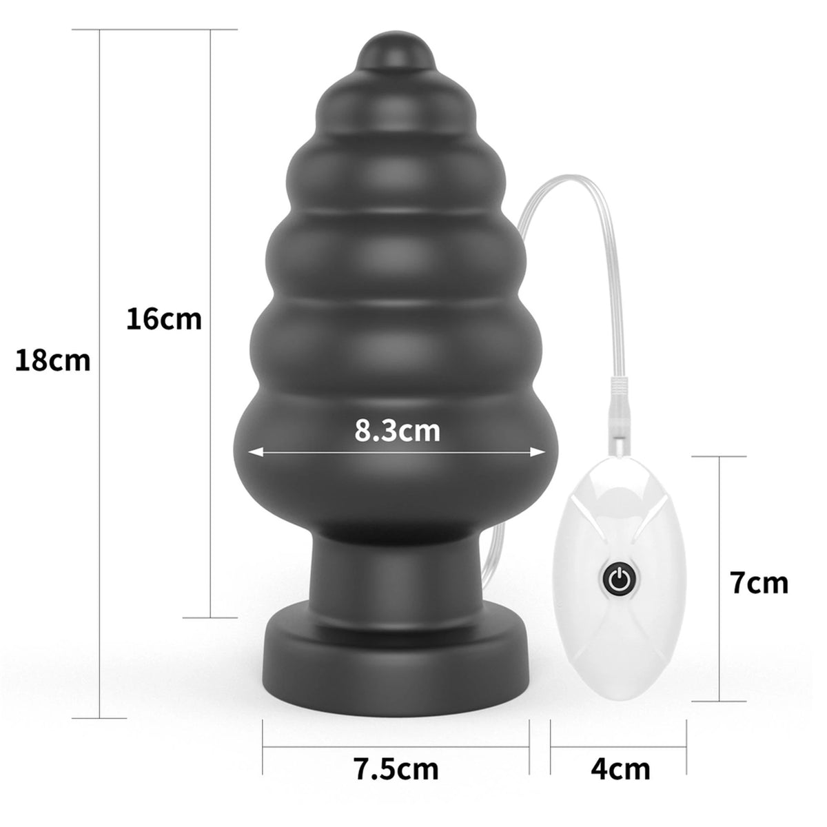 Butt plug 7″ King Sized Cracker 3 speeds – vibrating, remote control, black | Lovetoy