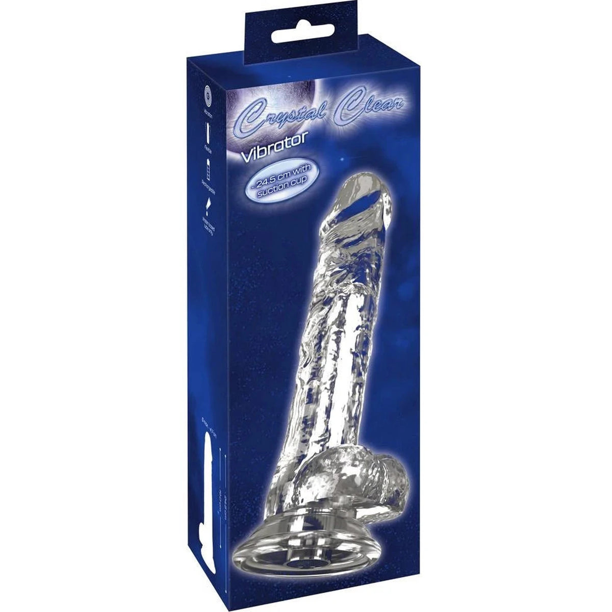 Realistic vibrator 10 functions – rechargeable, with suction cup, clear | Crystal