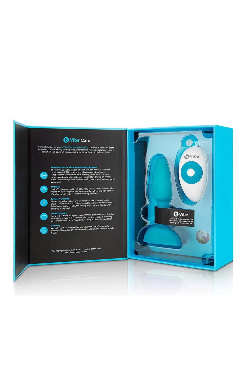 Plug anale Rimming Petite – vibrante, ricaricabile, turchese | b-Vibe