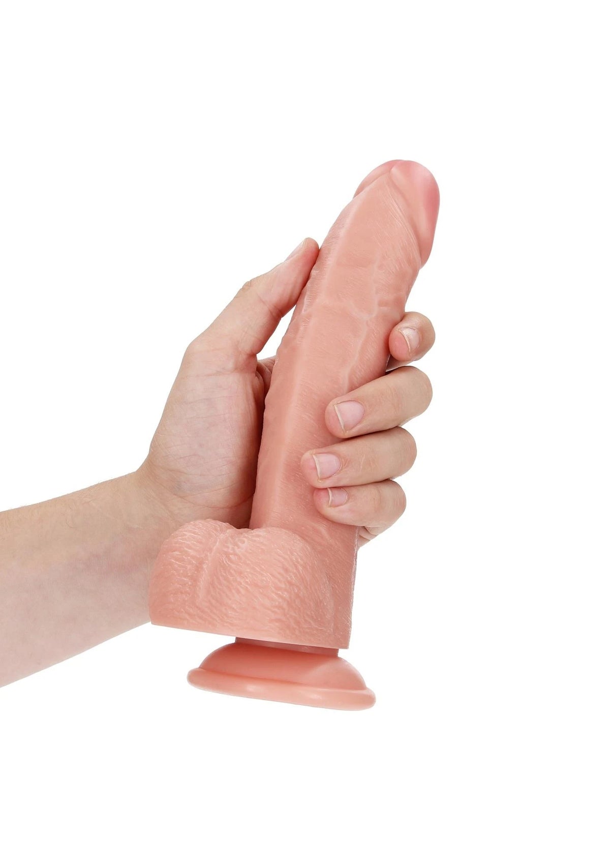 Realistic dildo Curved 9.8 cm – with suction cup, nude | RealRock