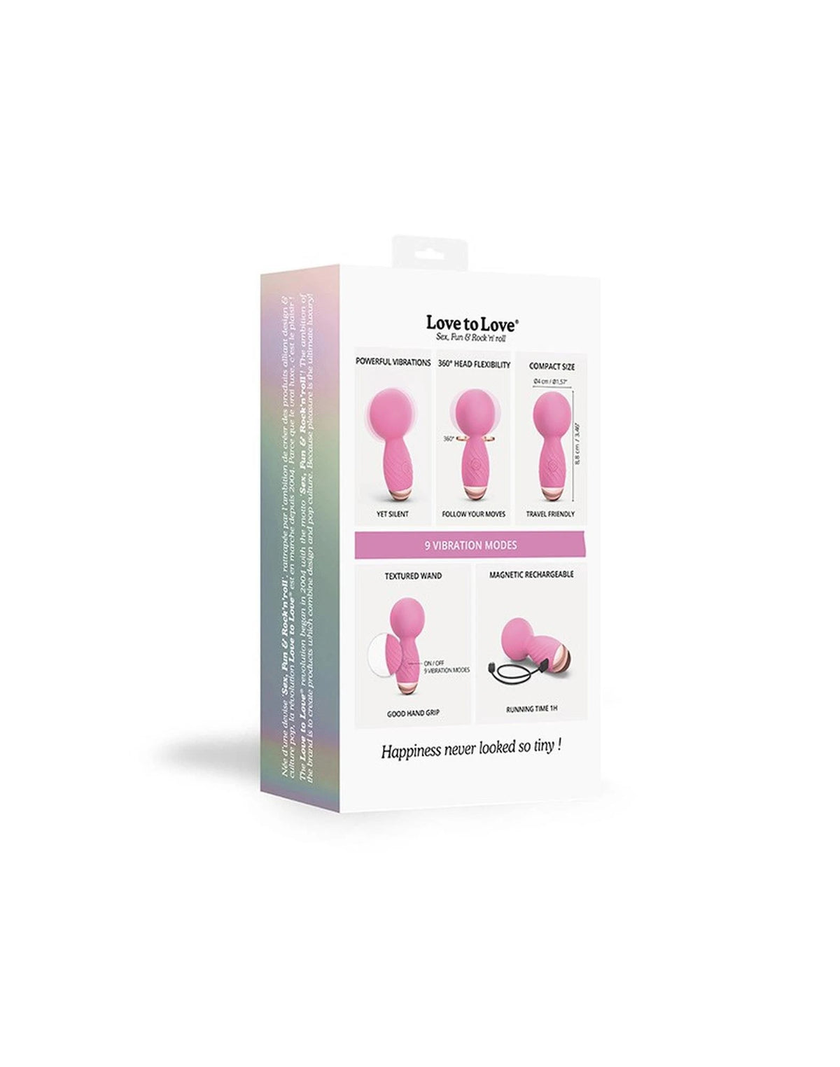 Massaggiatore wand 9 funzioni – ricaricabile, rosa | Love to Love