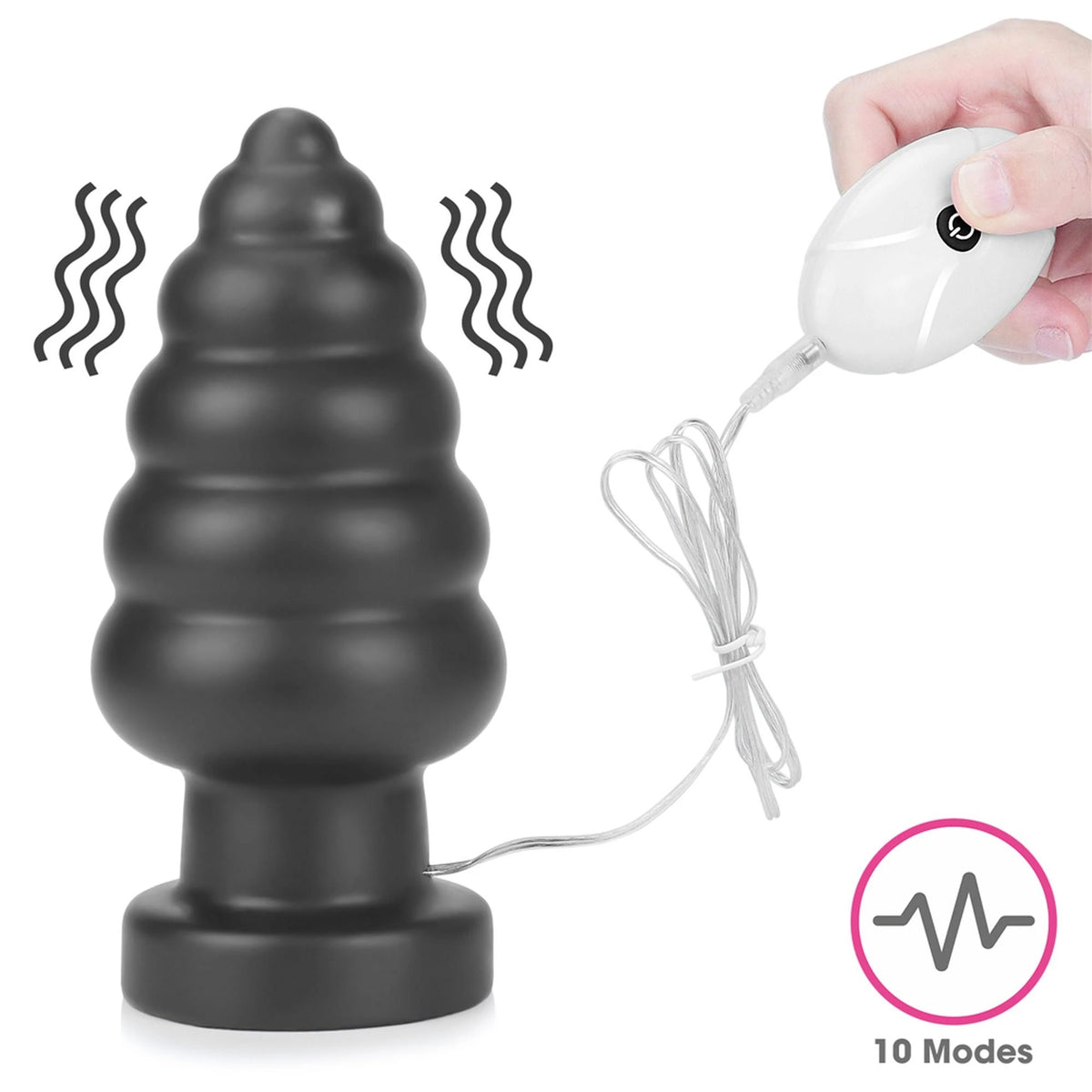 Butt plug 7″ King Sized Cracker 3 speeds – vibrating, remote control, black | Lovetoy