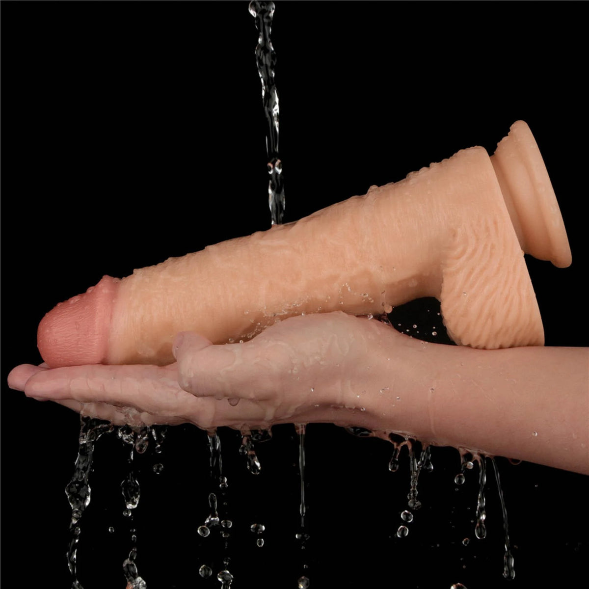 Realistic vibrator Basics 10 functions – with suction cup, nude 23.6 cm | Lovetoy
