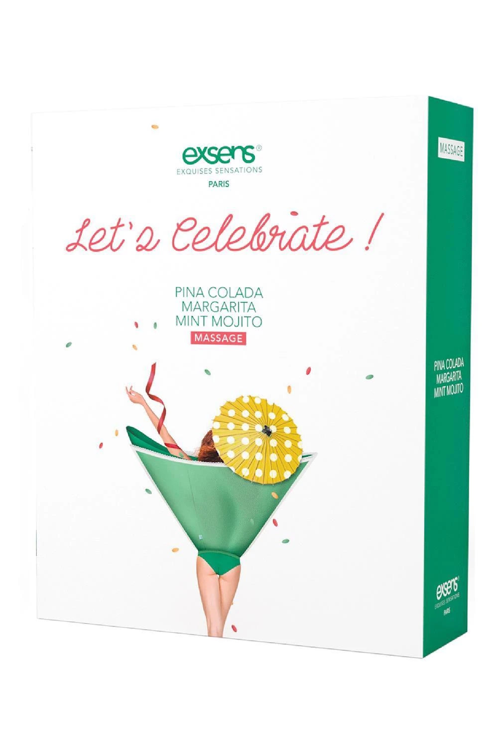 LET'S CELEBRATE! Warming gourmet massage oils (Mint Mojito, Margarita, Pina Colada) 3 x 30ml