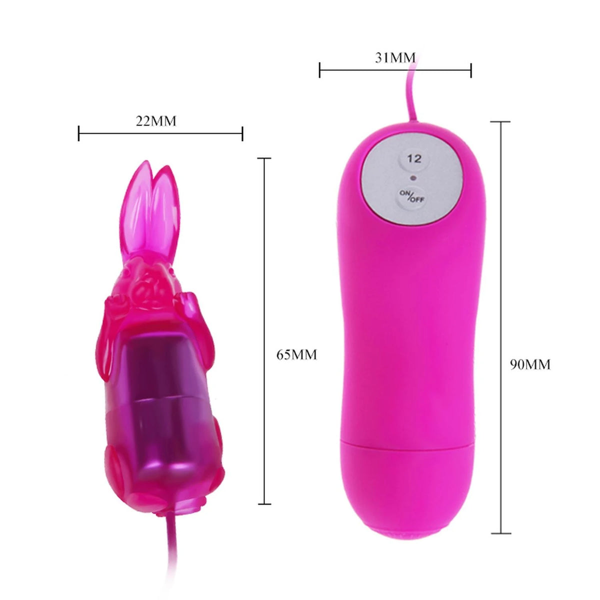 Mini vibromasseur Cute 12 fonctions – avec télécommande, fuchsia BI-014195 | Baile