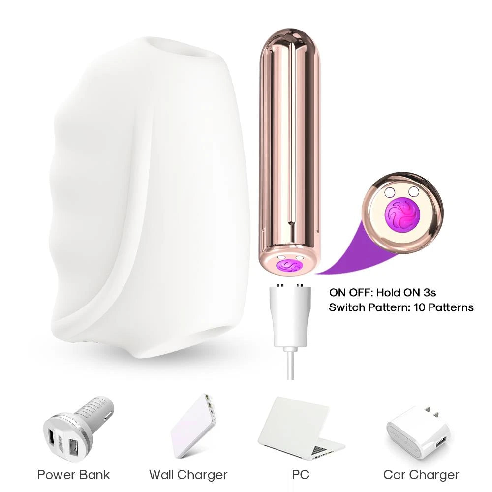 Masturbator Master 10 functions – rechargeable, vibrating, white | Favorites