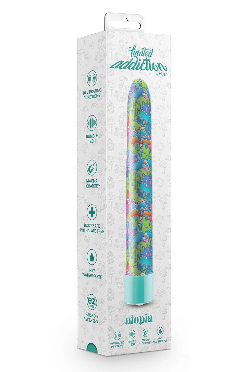 LIMITED ADDICTION UTOPIA 7 INCH RECHARGEABLE VIBE AQUA