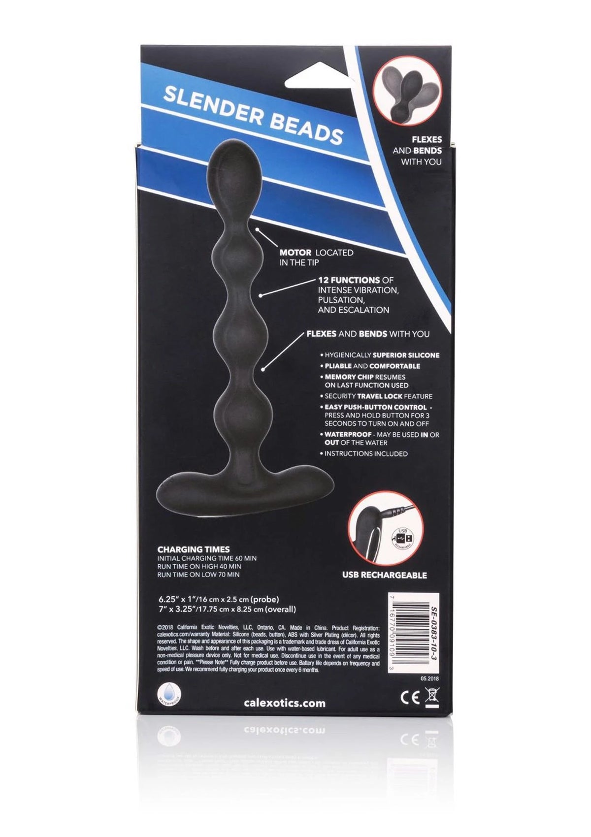 Vibratore anale Eclipse Slender – ricaricabile, nero | Calexotics