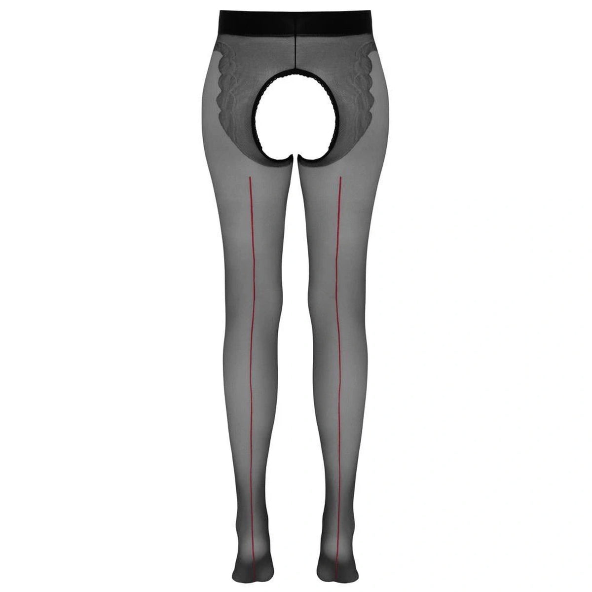 Stockings Tights with decorative seam – open crotch, black | Cottelli LEGWEAR