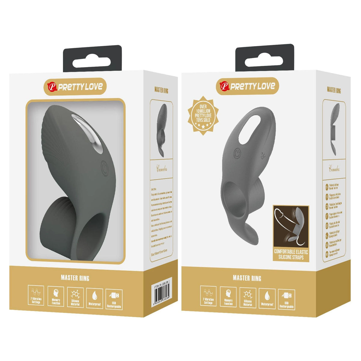 Anel peniano Master Memory 7 funções – vibratório, cinzento | Pretty Love