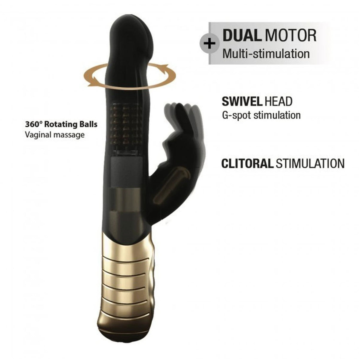 Vibromasseur rabbit Baby 7 fonctions – rechargeable, noir | Dorcel