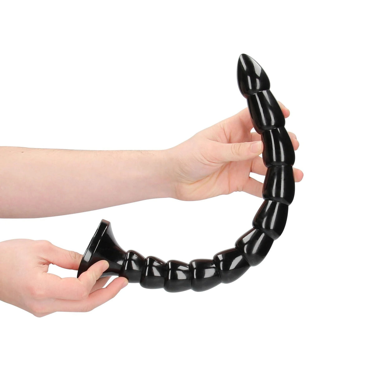 Dildó Stacked Snake 43.5 cm – tapadókorongos, fekete | Ouch!