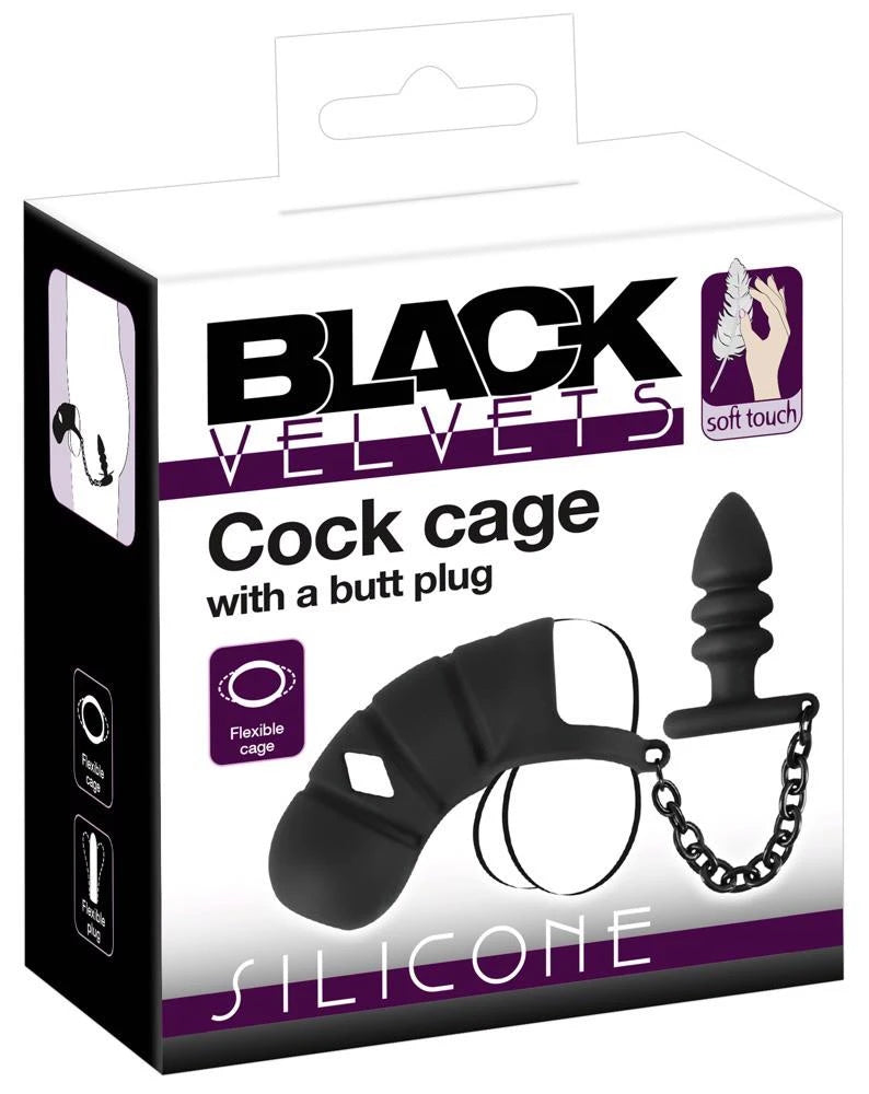 Black Velvets Cock cage avec un