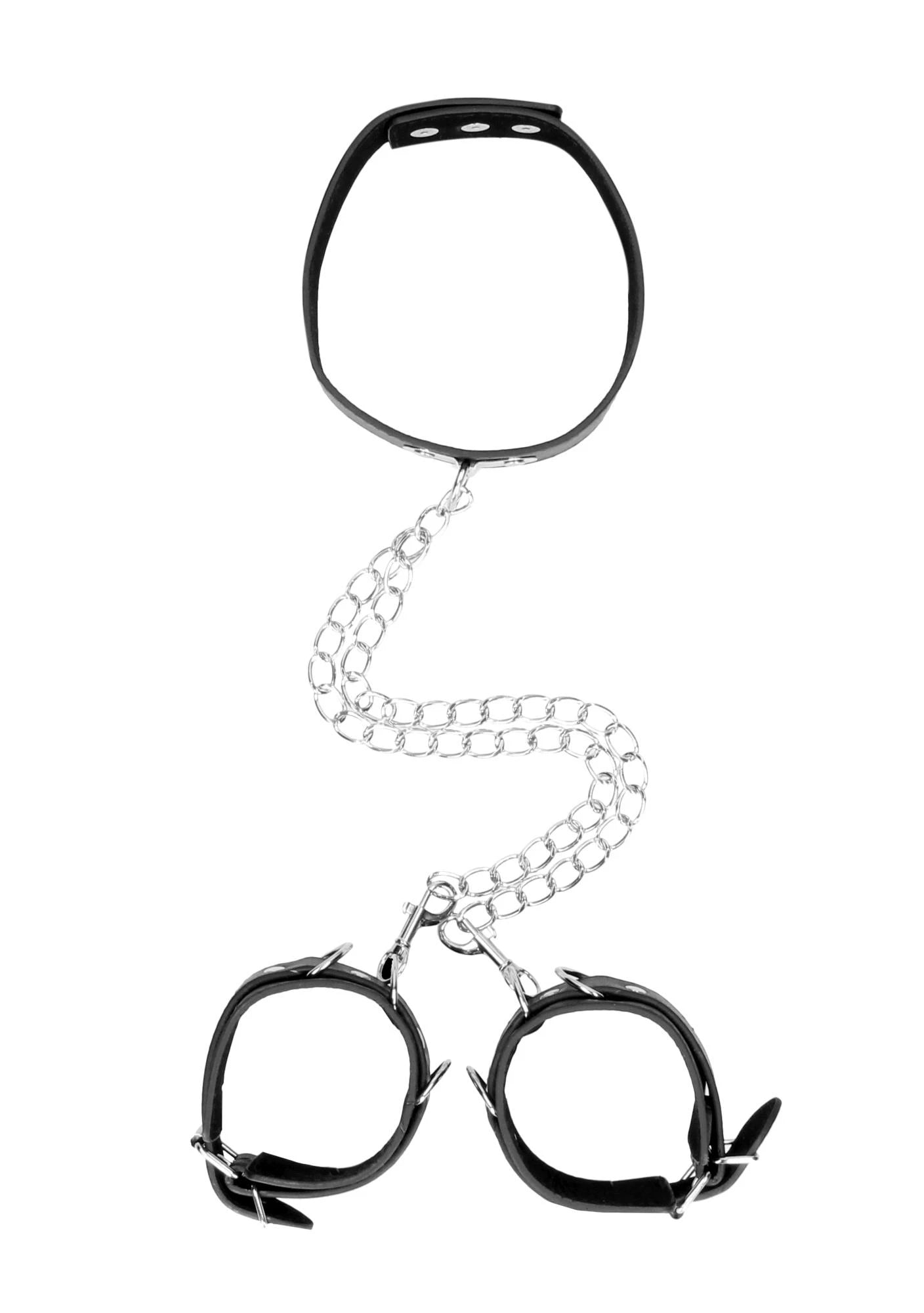 Bonded Leather Collar with Hand Cuffs