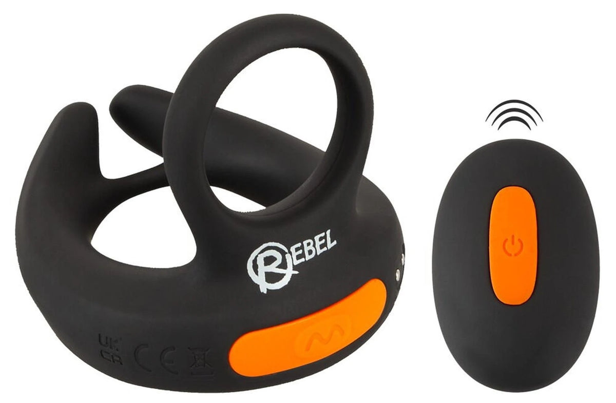 Cock ring Scrotum 10 functions – rechargeable, remote control, black | Rebel