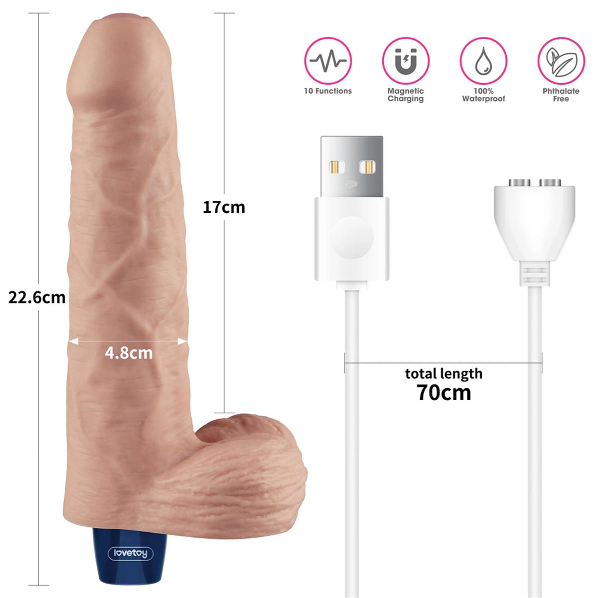 Consolador Softee 10 funciones – recargable, vibrador, nude 10-LV330211 | Lovetoy