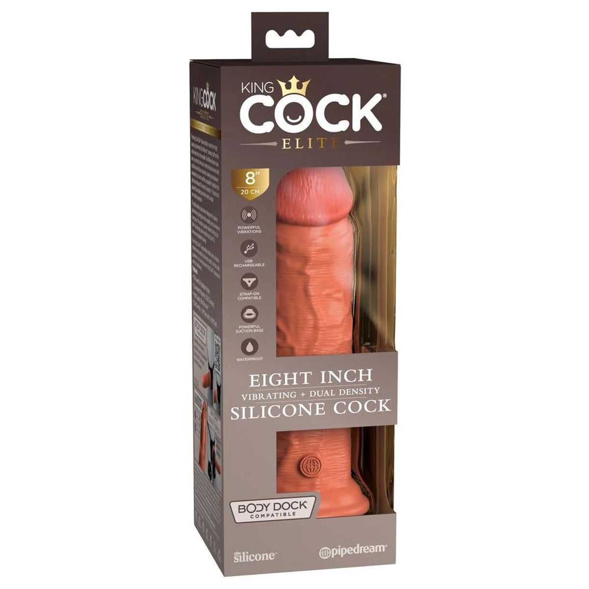 Consolador realista Density 10 funciones – recargable, con ventosa, nude 22 cm | King Cock Elite
