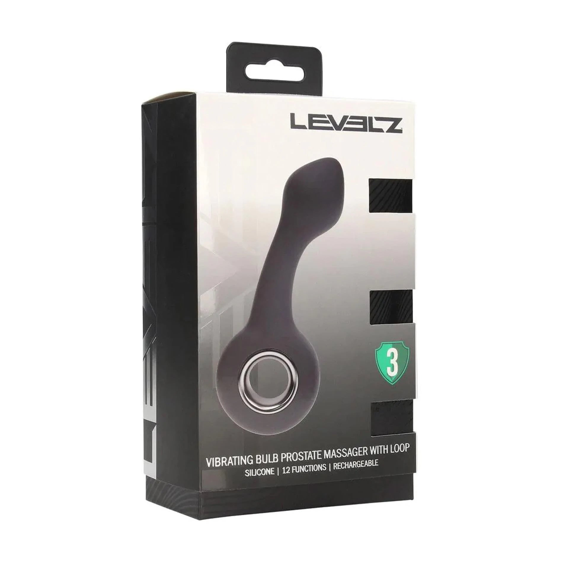 Masseur de prostate vibrant en silicone avec anse - Noir
