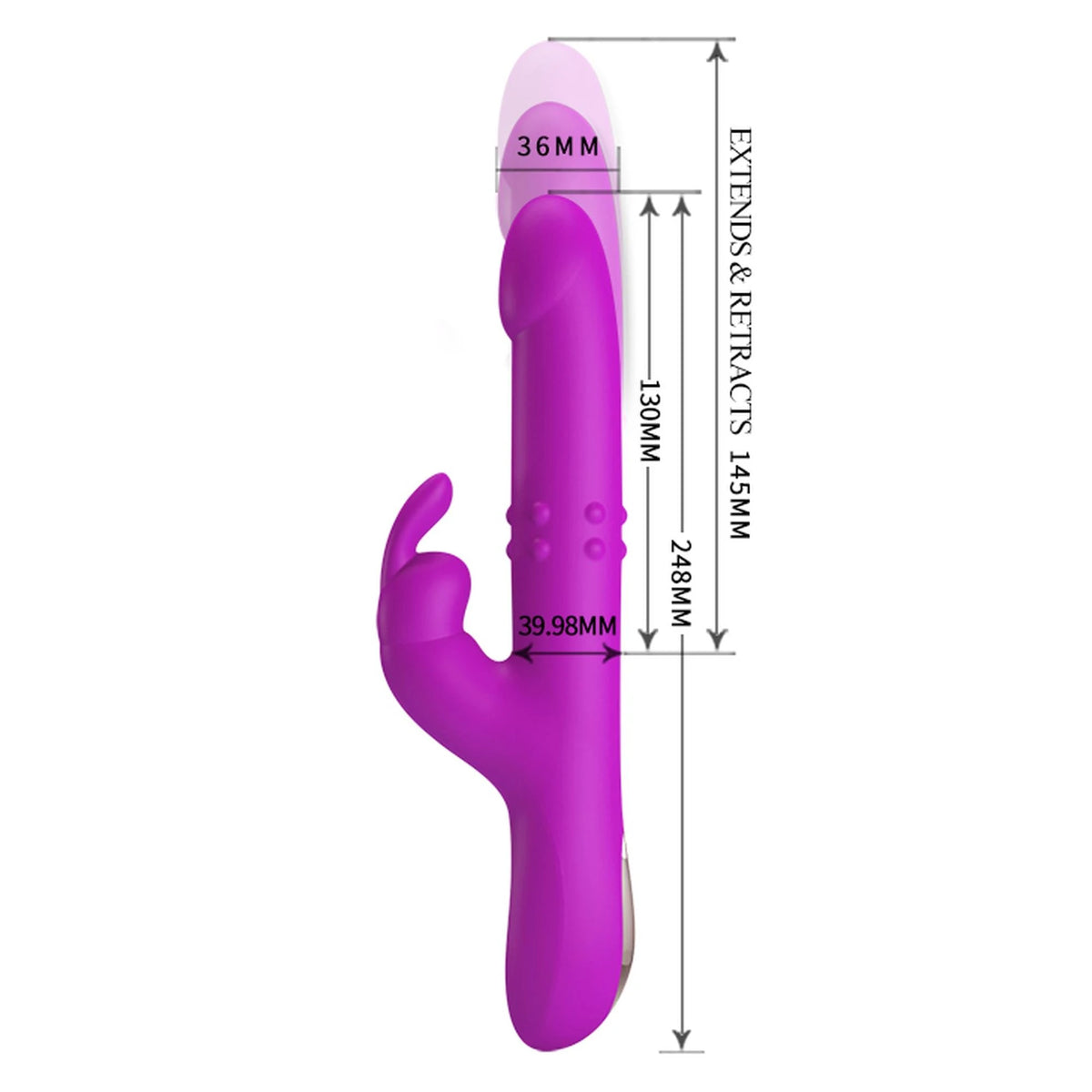 Vibromasseur rabbit Reese 4 12 fonctions – rechargeable, à va-et-vient BI-014902 | Pretty Love