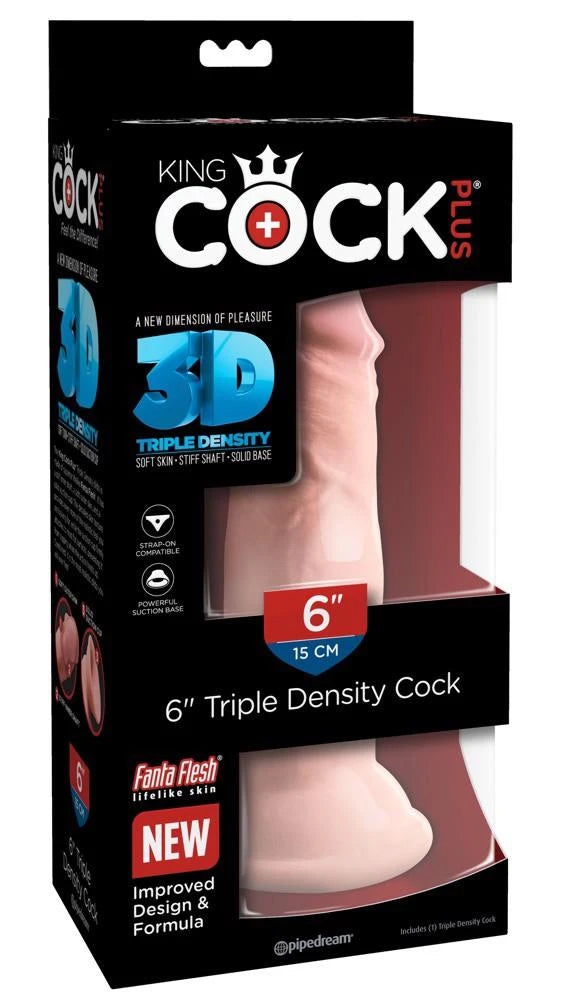 Dildo realistico KCP 6 Triple Density – con ventosa, in cyberskin | King Cock Plus
