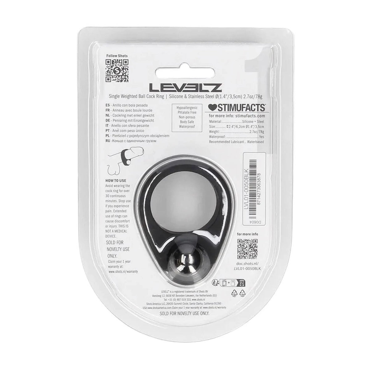 Anello fallico Single Weighted – nero | Levelz