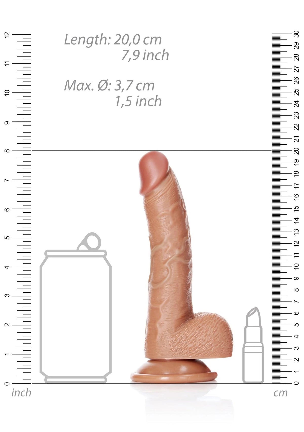 Realistic dildo Curved 9 cm – with suction cup, tan | RealRock