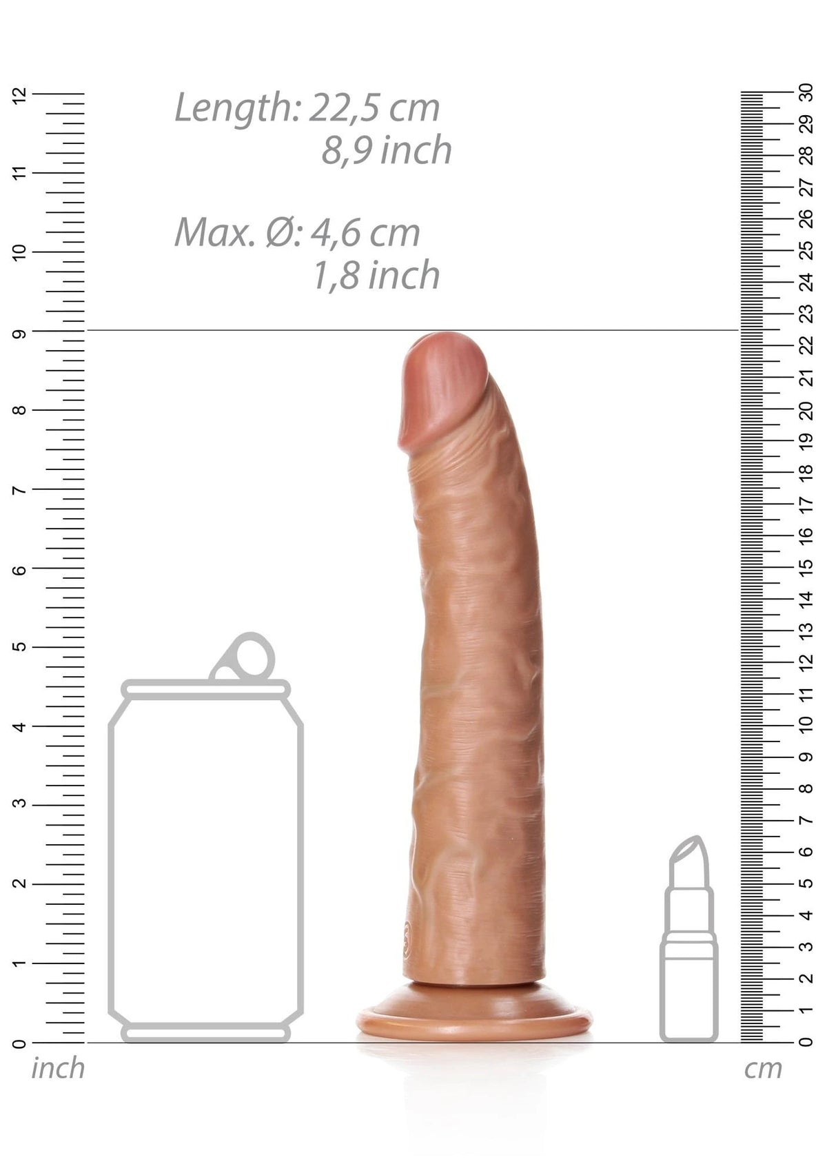 Realisztikus dildó 7.1 cm – tapadókorongos, tan | RealRock