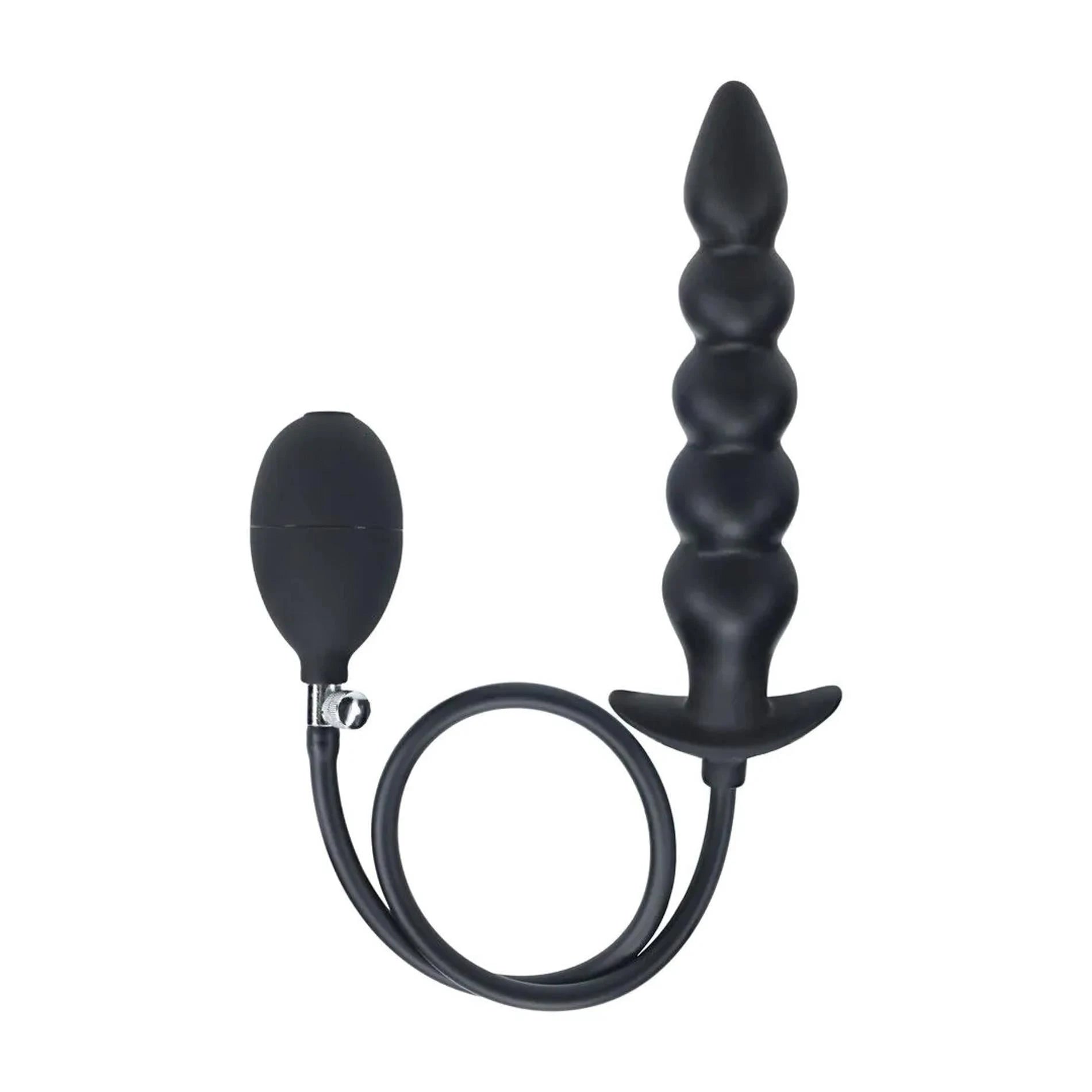 Plug anal gonflable en silicone perlé - Noir