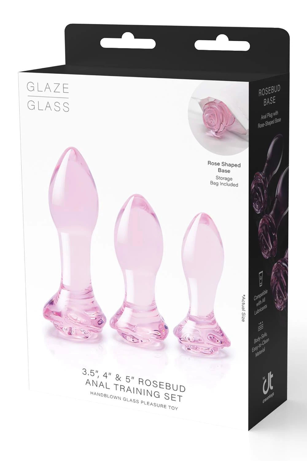 ENSEMBLE D'ENTRAÎNEMENT ANAL ROSEBUD EN VERRE GLAZÉ